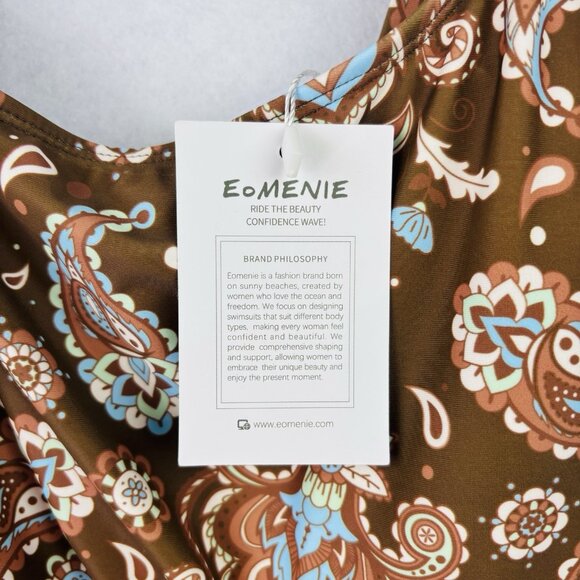 Eomenie One Piece Swimdress Swimsuit Size 2XL Tummy Control Brown Floral NWT - Picture 5 of 9